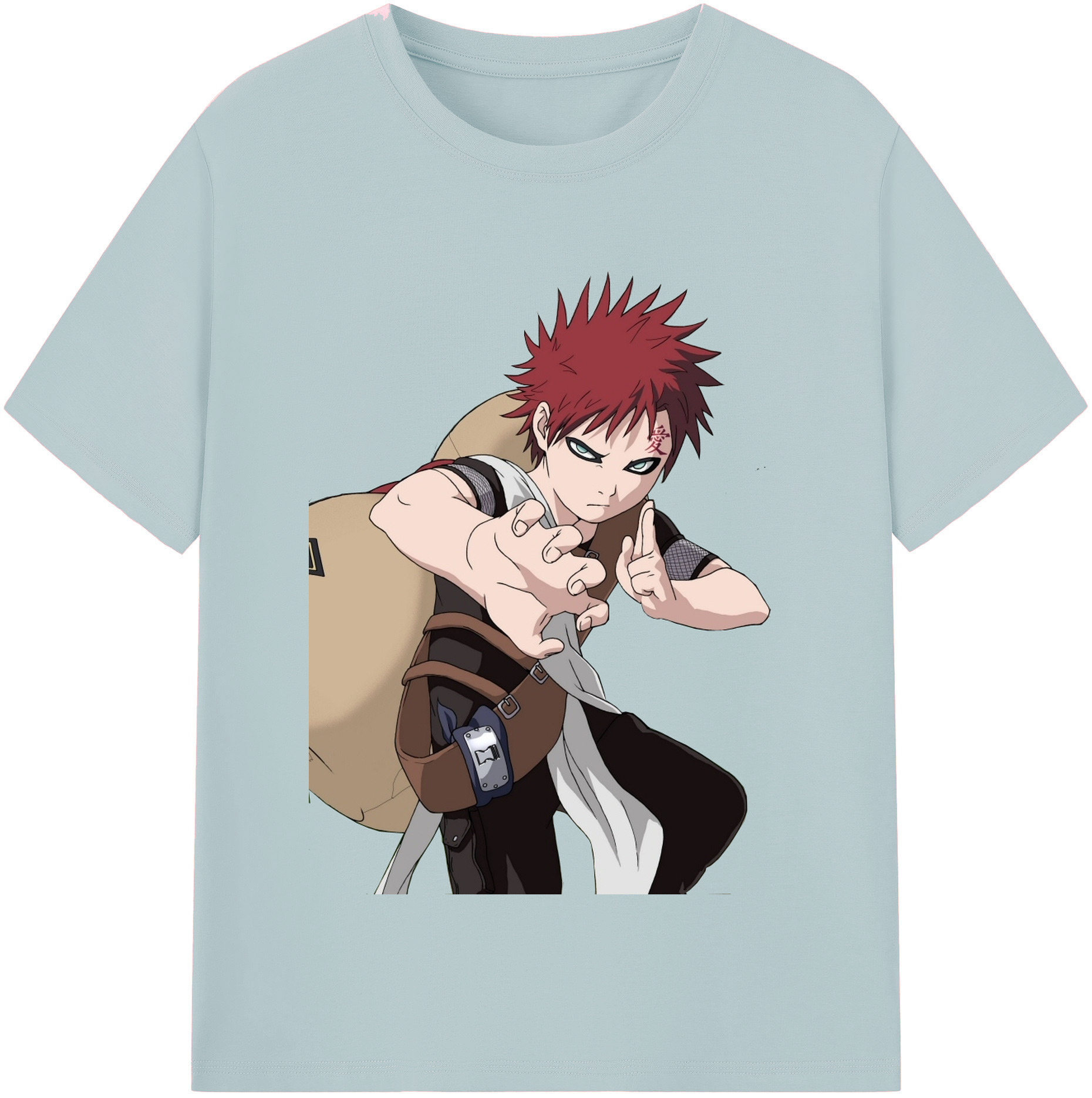（画像用） NARUTO -ナルト- ガアラ Gaara 綿100％半袖Tシャツ（フロントプリント）